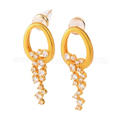 Овальные серьги-гвоздики с микропаве из прозрачных кубических цирконий из латуни&nbsp;EJEW-K322-02G