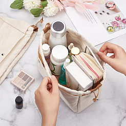 Холщовые косметические мешочки на шнурке&nbsp;ABAG-WH0035-049