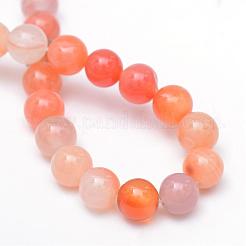 Круглый окрашенный натуральный красный агат бисера пряди G-R345-6mm-09