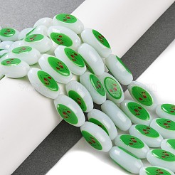 Печать стеклянных овальных бусин для изготовления ожерелья и браслетов&nbsp;GLAA-B020-01A-15