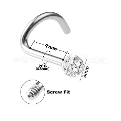 5 шт. 5 цвета 304 нержавеющая сталь стразы круглые шарообразные кольца для носа рыбий хвост AJEW-CC0001-05