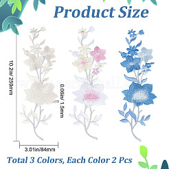 6 шт. 3-х цветная компьютерная вышивка на ткани с рисунком цветка сливы&nbsp;PATC-GF0001-04