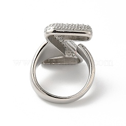 Открытое кольцо-манжета из латуни с надписью микро паве для женщин с прозрачным кубическим цирконием&nbsp;RJEW-N046-03Z-P