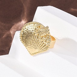 Открытые кольца из латуни с морской тематикой&nbsp;LS-RJEW-Z129-01G-01