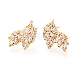 Серьги-гвоздики из латуни с микропаве из прозрачных кубических цирконий&nbsp;EJEW-T047-49G