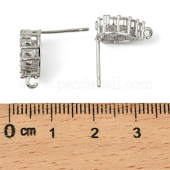 Фурнитура для сережек-гвоздиков из латуни с микропаве из прозрачного кубического циркония&nbsp;LS-KK-C107-13P