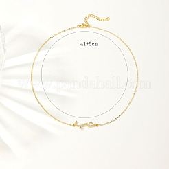 Ожерелье с подвеской в форме волны кубического циркония и золотыми латунными цепочками&nbsp;RP3424-2