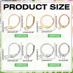 120 шт. 4 стиля фурнитуры для сережек с застежкой-молнией из нержавеющей стали 304&nbsp;STAS-ME0001-22