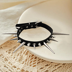 Ожерелья-чокеры из искусственной кожи в стиле панк-рок с заклепками из сплава и шипами&nbsp;NJEW-WH20011-10P-01