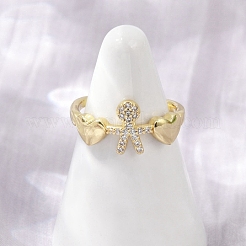 Регулируемые манжеты-кольца из латуни с микропаве из кубического циркония для женщин&nbsp;RJEW-C129-11G