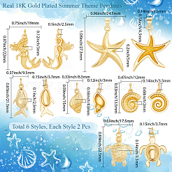 12шт 6 латунные подвески&nbsp;KK-BBC0019-36