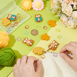 32 шт. 12 стиля пищевые экологически чистые силиконовые бусины с окрашенными в духовке цинковыми сплавами кольца-маркеры для вязания&nbsp;SIL-BC0001-08A