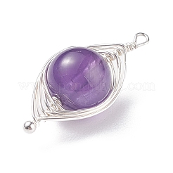 Подвески из натурального камня с медной проволокой&nbsp;PALLOY-JF01377-01