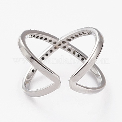 Латунные микро проложить манжеты кольца кубического циркония&nbsp;LS-RJEW-C101-13G-C