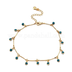 Браслеты на ногу из богемской латуни с цепочкой из звеньев морской волны с кисточками и солнечной эмалью&nbsp;LS-AJEW-Z046-05G