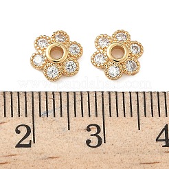 Колпачки для бусин из прозрачного кубического циркония из латуни&nbsp;KK-S350-12G