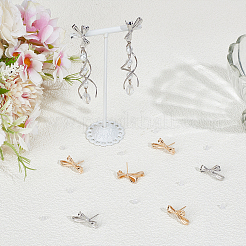 4 пара двухцветных латунных сережек-гвоздиков&nbsp;KK-BC0014-73