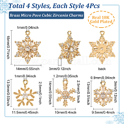 16 шт. 4 стиля латунных микрофианитовых подвесок&nbsp;KK-SC0006-98