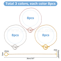 24шт 3 цвета 304 нержавеющая сталь тросовые цепи браслеты для женщин&nbsp;BJEW-HS00008