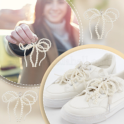 Пластиковые подвески для обуви с бантом и имитацией жемчуга&nbsp;AJEW-WH0348-542B-01