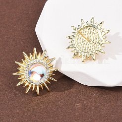 Серьги-гвоздики из прозрачного кубического циркония с микропаве из латуни.&nbsp;EJEW-K324-02G