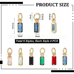 24 шт. 6-х цветные латунные подвески с кубическими цирконами&nbsp;KK-UN0005-11