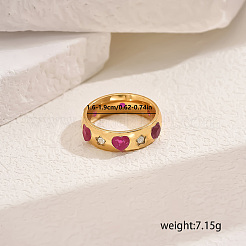 Кольца для женщин с сердцем из латуни с микропаве из кубического циркония&nbsp;MC1356-1