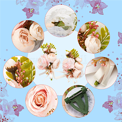 2 шт. 2 стиля брошь-бутоньерка в виде розы из шелковой ткани и корсаж для запястья&nbsp;AJEW-CP0001-52