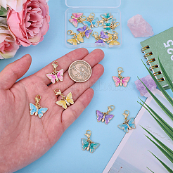 15шт 5 цвета бабочка сплав эмаль кулон украшения&nbsp;HJEW-CA00039