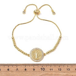 Латунные браслеты-слайдеры с микропаве из прозрачных кубических цирконий для женщин&nbsp;BJEW-G768-01G