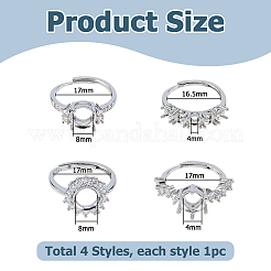 4 шт. 4 стильных регулируемых кольца для пальцев из латуни и страз&nbsp;KK-HS0015-89