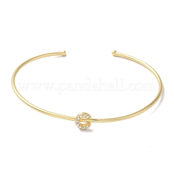 Браслеты на открытой манжете с прозрачным покрытием из латуни с микропаве и кубическим цирконием&nbsp;BJEW-A018-01G-C