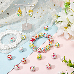 50 шт. 5 стиля печатных непрозрачных акриловых бусин&nbsp;MACR-SC0002-38