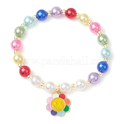 Акриловые жемчужные круглые бусины эластичные браслеты&nbsp;BJEW-JB11424