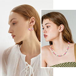 10 нить плоских круглых бусин из полимерной глины ручной работы&nbsp;CLAY-PH0001-44T