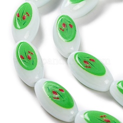 Печать стеклянных овальных бусин для изготовления ожерелья и браслетов&nbsp;GLAA-B020-01A-15