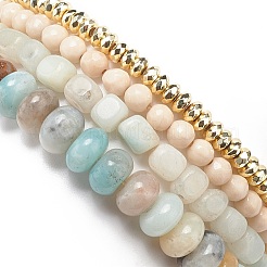 4 шт. 4 стильных браслета из натуральных и синтетических смешанных драгоценных камней&nbsp;BJEW-JB09003