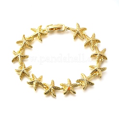 Летние пляжные браслеты-цепочки из латуни с морскими звездами&nbsp;BJEW-C118-04G