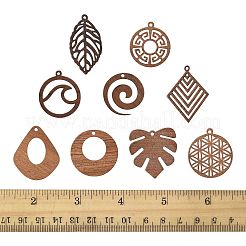 18 шт. подвески из натурального орехового дерева в 9 стилях&nbsp;WOOD-FS0001-49