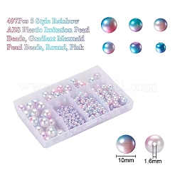 497шт 5 стиля радуги абс пластик имитация жемчуга&nbsp;OACR-YW0001-07F