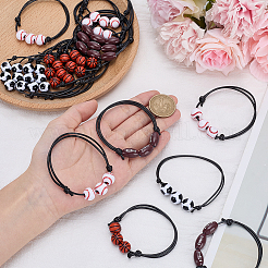 20шт 4 стиля браслеты из акриловых бусин в спортивной тематике для мужчин и женщин&nbsp;BJEW-SP0001-24