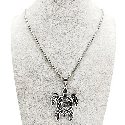 Мужские ожерелья с подвеской в виде черепахи из нержавеющей стали 304 с эмалированным узором и черным солнцем&nbsp;FS-WGFBC27-01