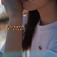 Браслет из натуральных бусин тигровый глаз&nbsp;BJEW-SW00001-11