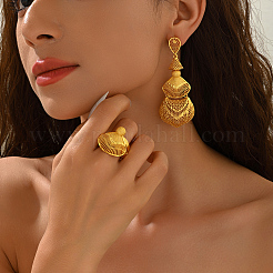 Винтажные комплекты из полых серег и колец в стиле ближневосточного сплава для женщин&nbsp;KE0324