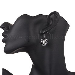 Серьги-подвески в виде паука и сердца из сплава со стразами&nbsp;EJEW-JE06655-02