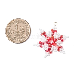 Подвески-снежинки из стеклянных бусин&nbsp;PALLOY-MZ00890-03
