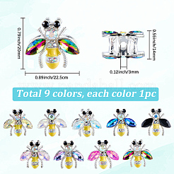 9 шт. 9-х цветные бусины из сплава со стразами&nbsp;DIY-SC0032-48