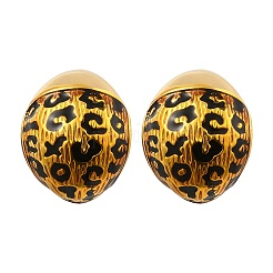 Леопардовый принт латунные эмалевые серьги-гвоздики для женщин&nbsp;EJEW-U055-12B-G