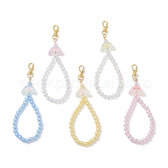 5 шт. 5 цвета акриловой эмали радуга и круглые бусины подвеска украшение&nbsp;HJEW-JM03878