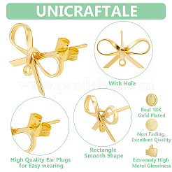 20 шт. фурнитура для сережек-гвоздиков из латуни с бантом&nbsp;KK-UN0002-26